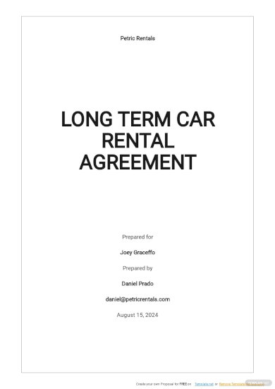 long term car rental agreement template
