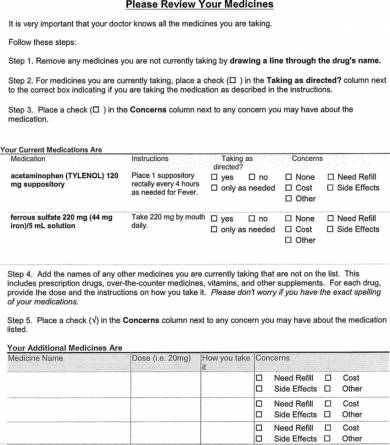 medication list review sheet