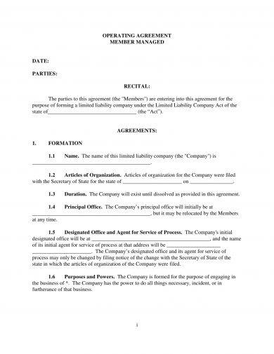 LLC Operating Agreement Template