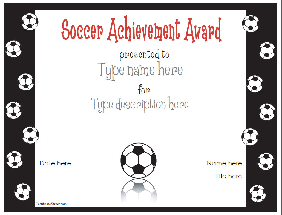 mini balls soccer award certificate example