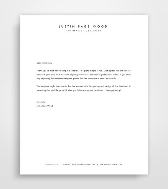 minimalist personal letterhead example
