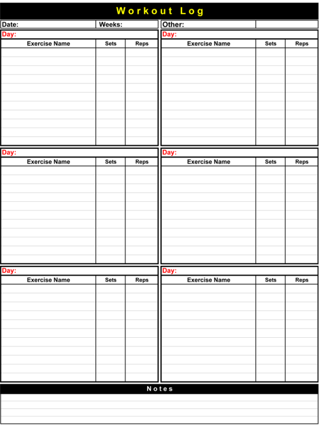 Weekly Workout Log 11 Examples Format Pdf Examples