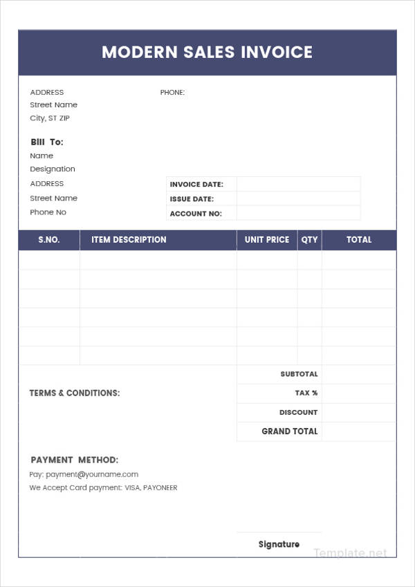 modern sales invoice example