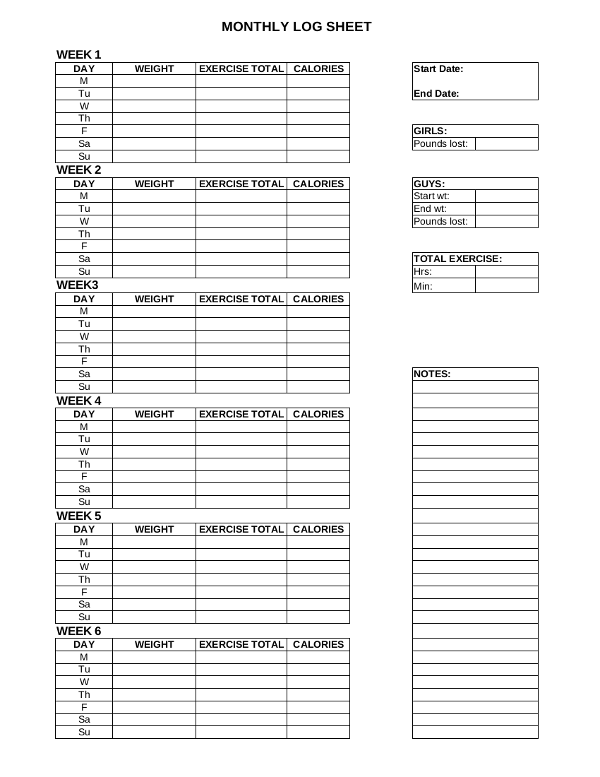 8+ Workout Log Examples - PDF | Examples