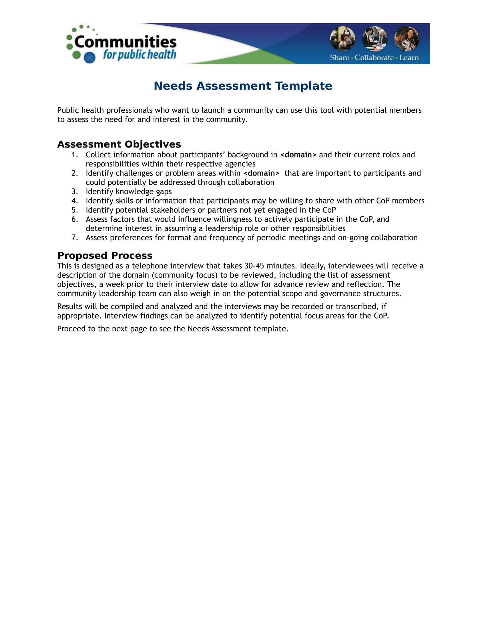needs assessment example 1