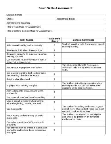 Basic skills test job match positions profile