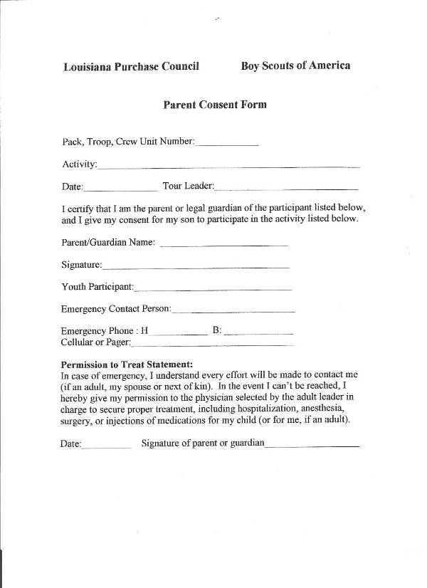 parent consent permission slip template example1