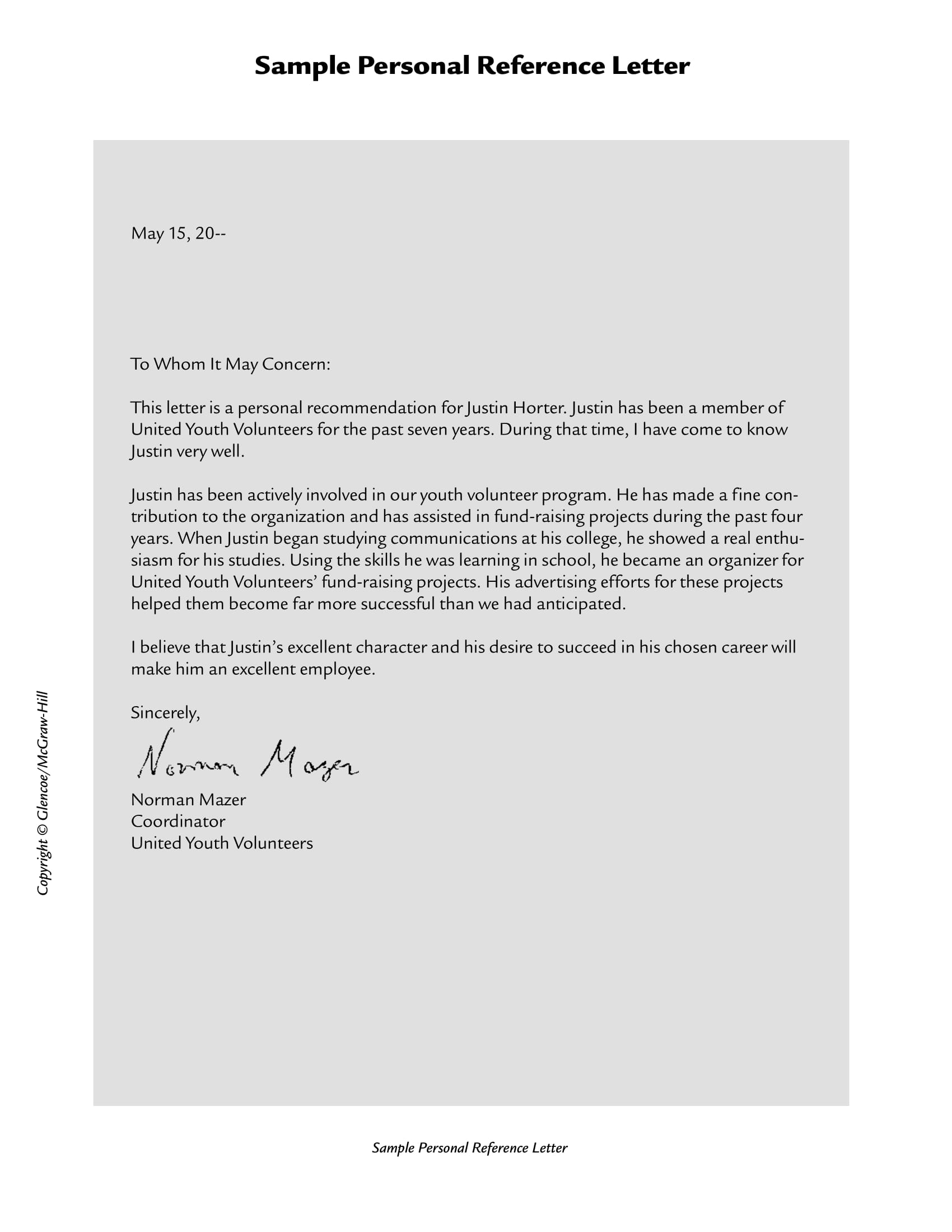 Financial Reference Letter Example