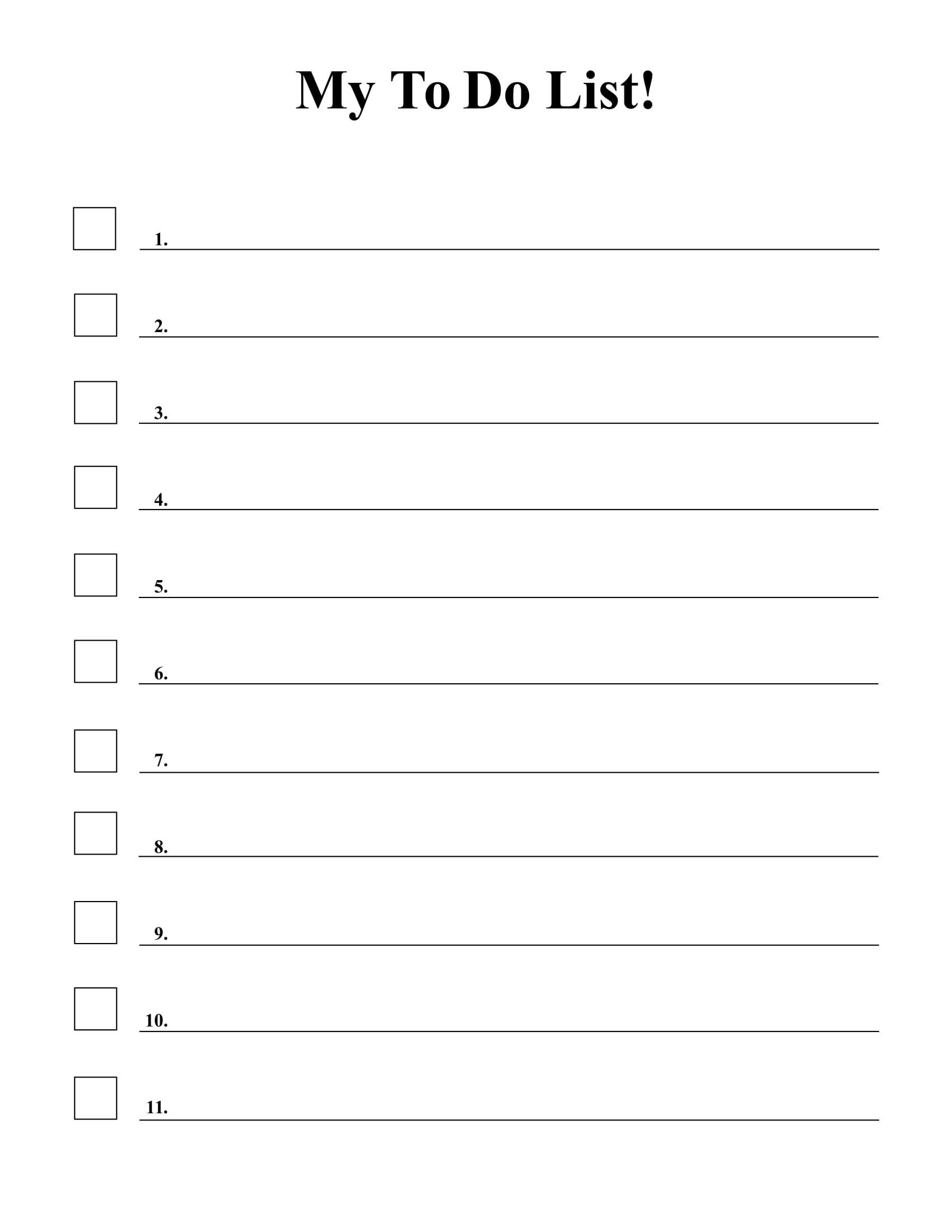 personal to do list template example