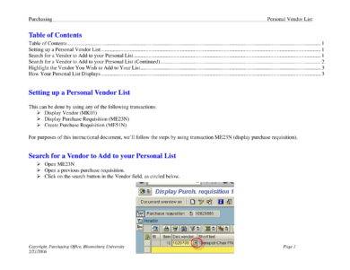 personal vendor list example