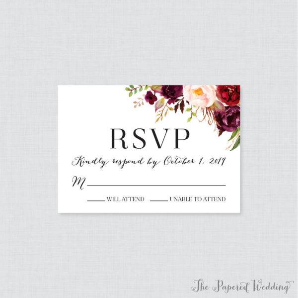 Pink & Marsala RSVP Label Example