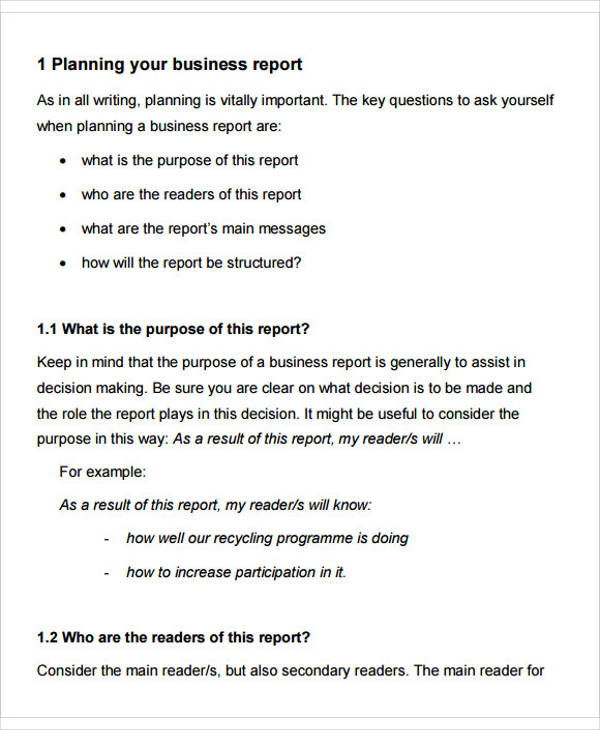 planning your business report