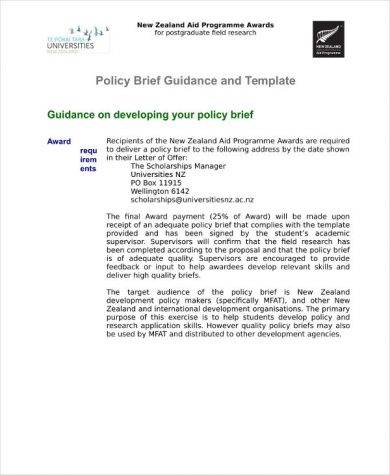 Policy Brief Guidance and Template