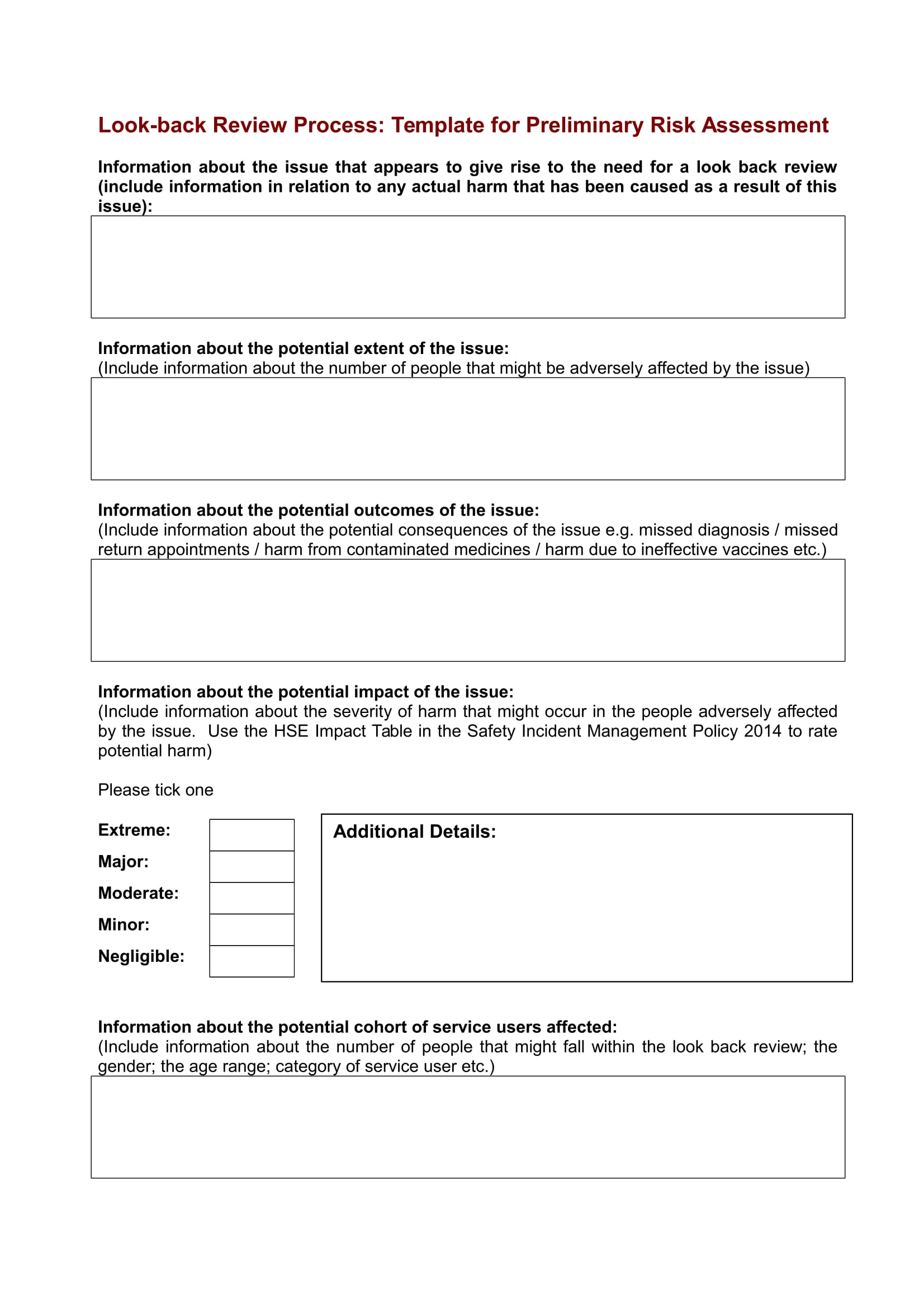 Preliminary Risk Assessment Template Example 1