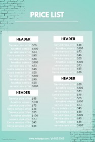 price list layout template