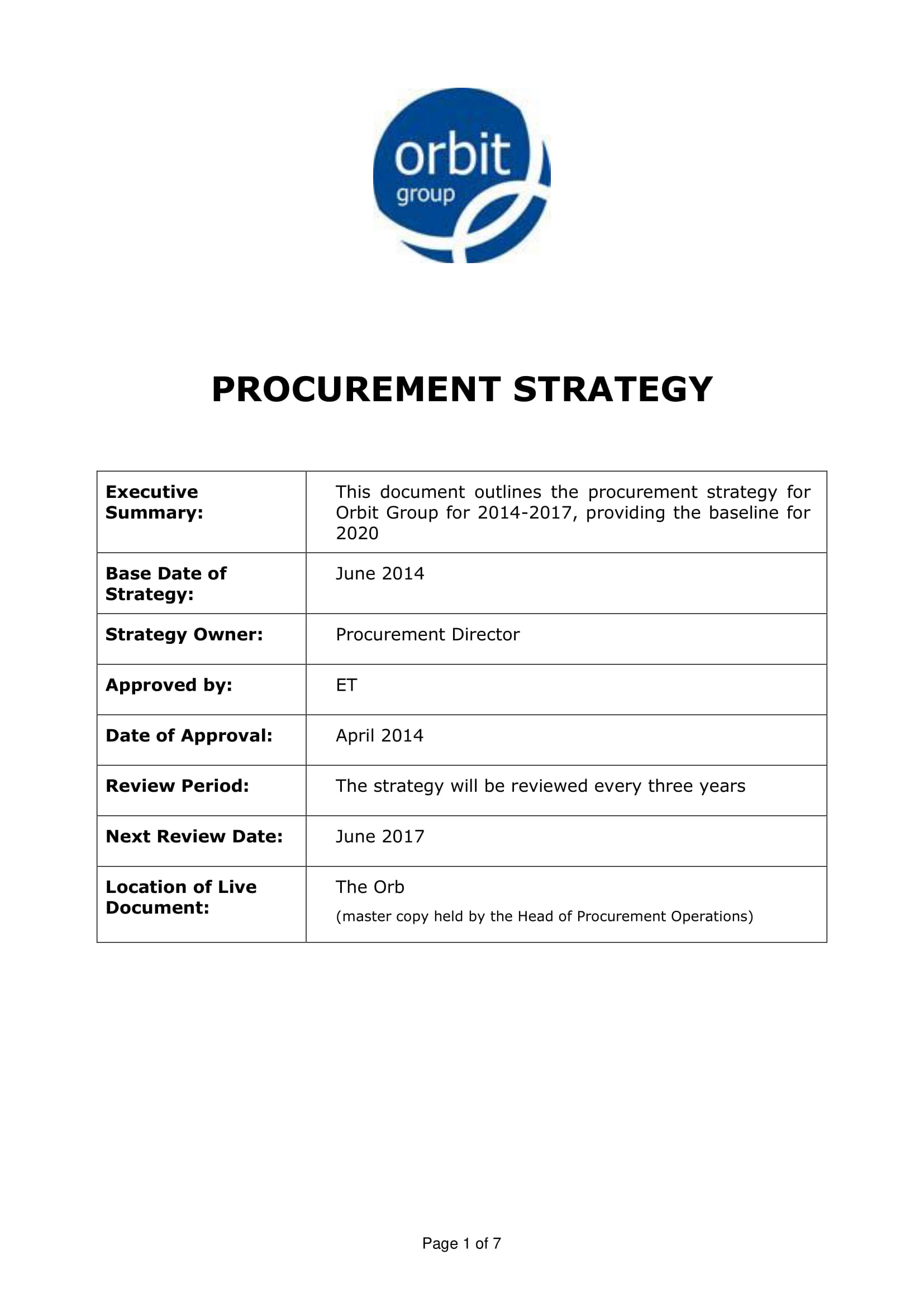 procurement strategy plan outline example 1