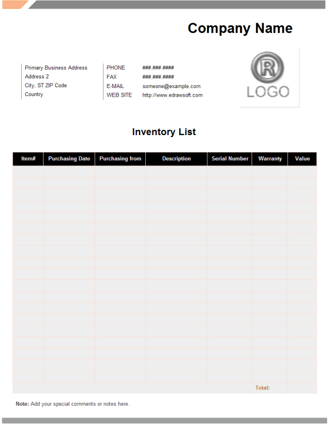 Inventory List - 14+ Examples, Format, Pdf | Examples