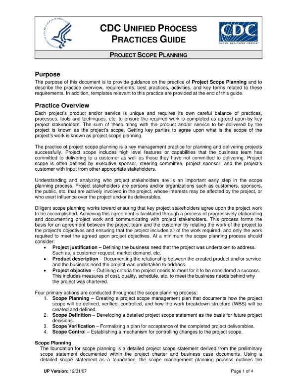 Project Scope Planning and Management Example