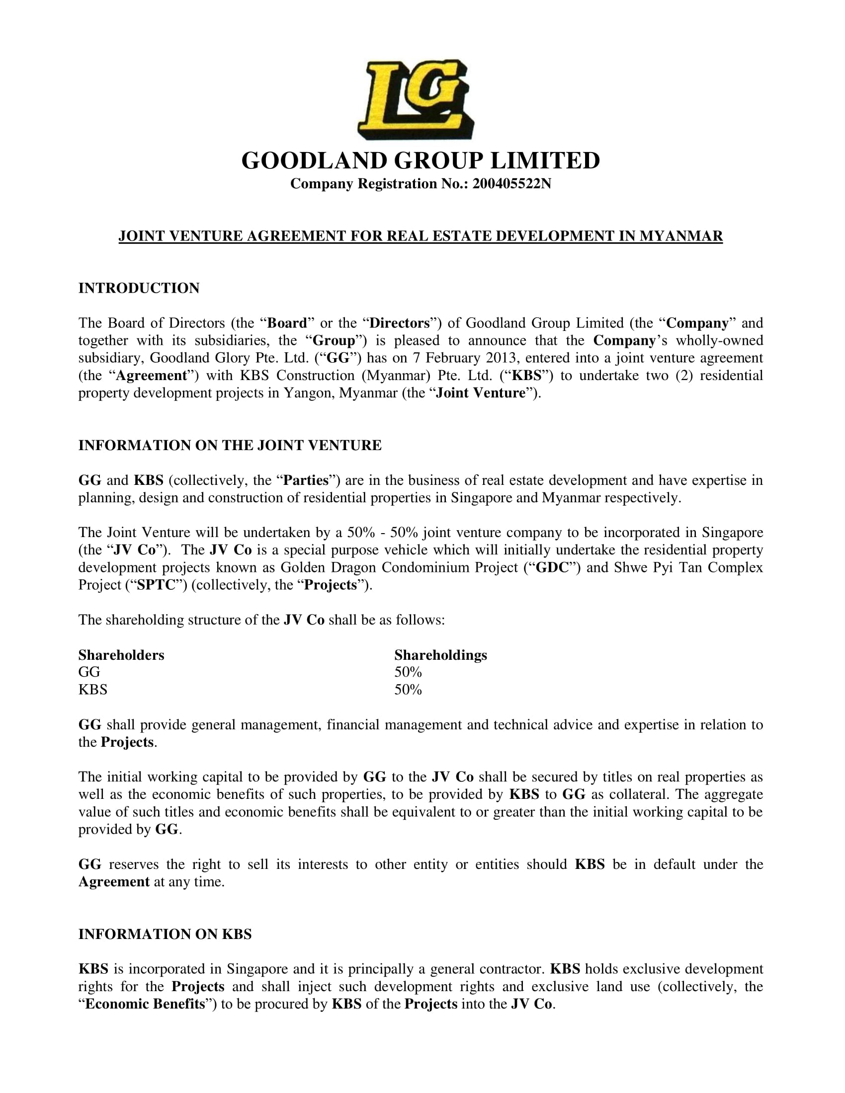 joint venture agreement format