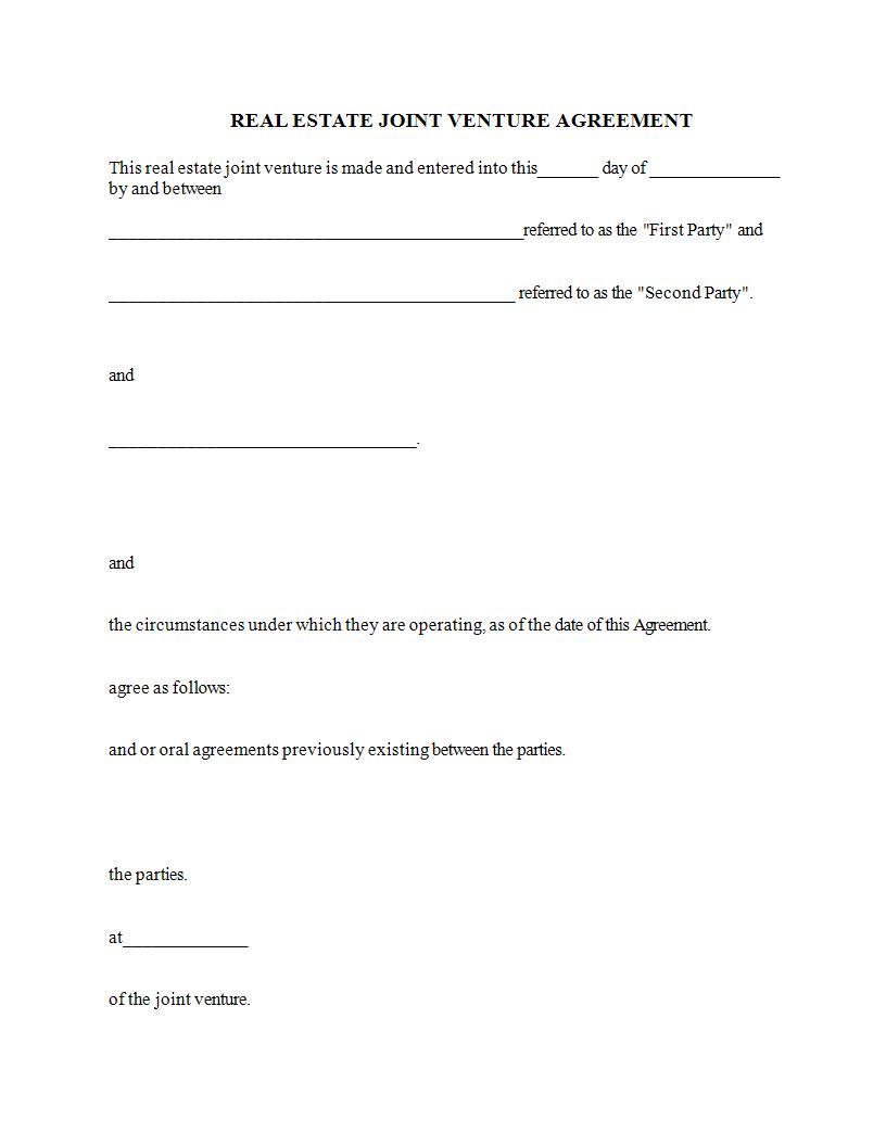 Free Simple Joint Venture Agreement Template