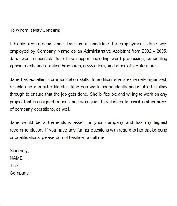 7+ Reference Letter for Employee Examples PDF Examples