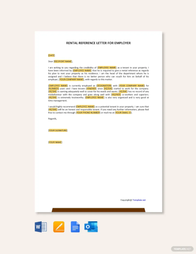 rental reference letter from employer template