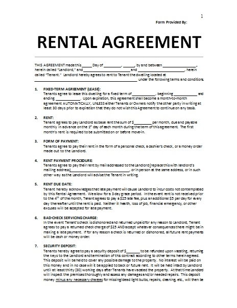 rental tenancy agreement example