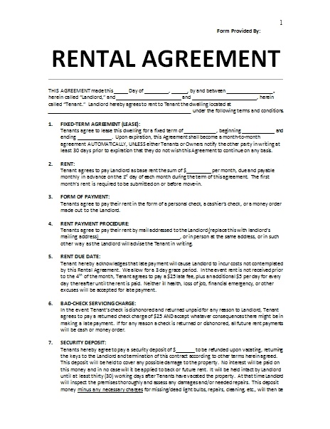 Sample Tenancy Agreement Word Format