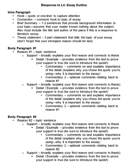 response essay outline