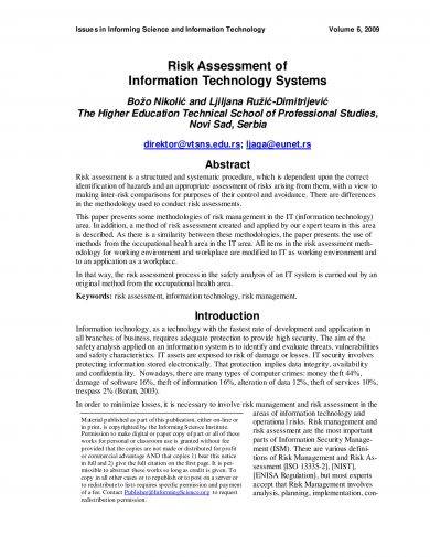 risk assessment of it systems example