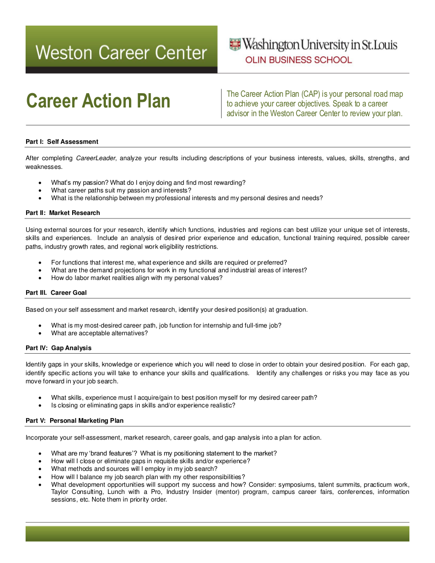 Sample Career Plan Template