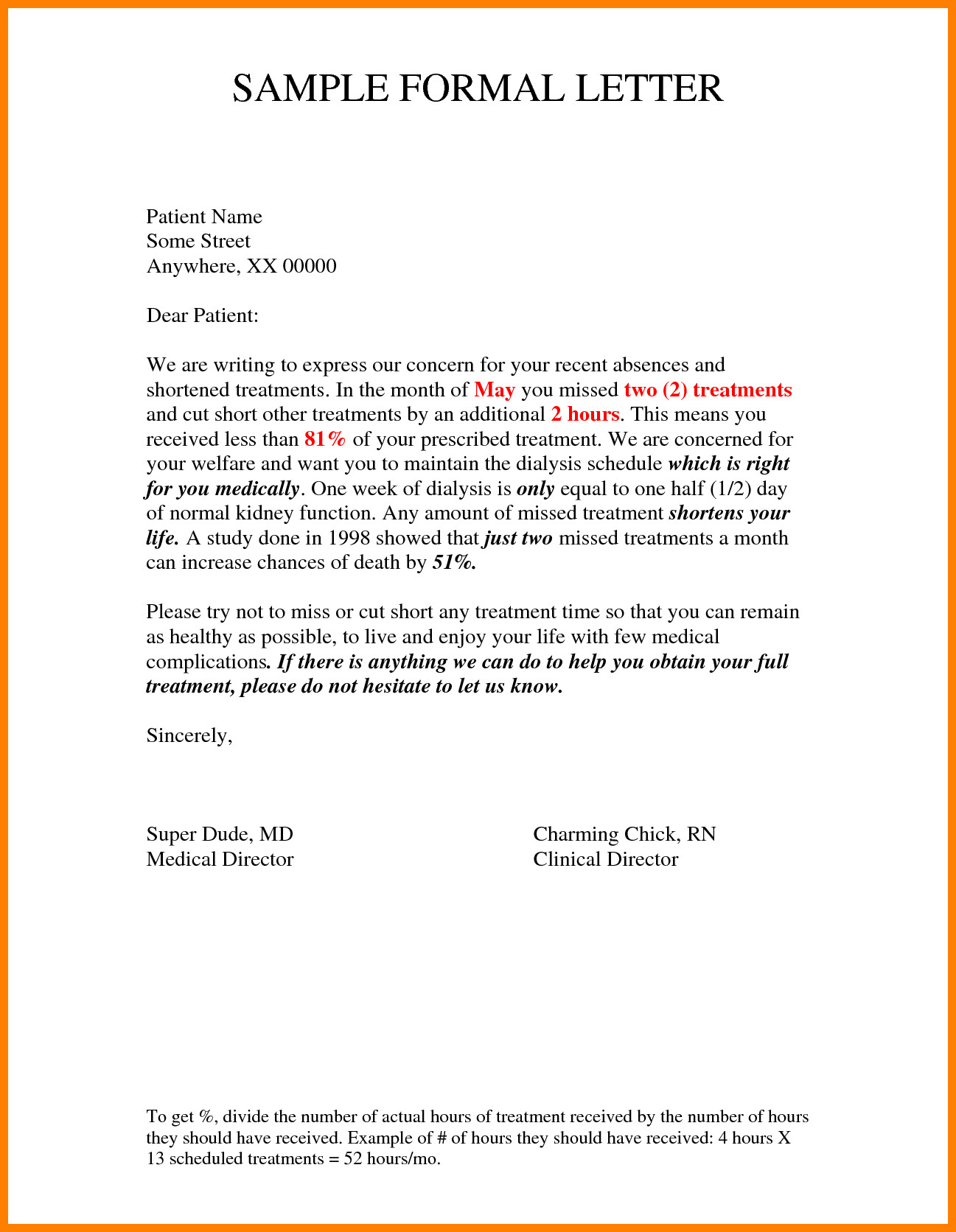 Sample Formal Letter