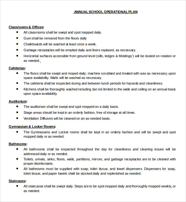 sample school operational plan example