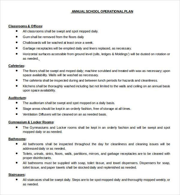 Sample School Operational Plan Example