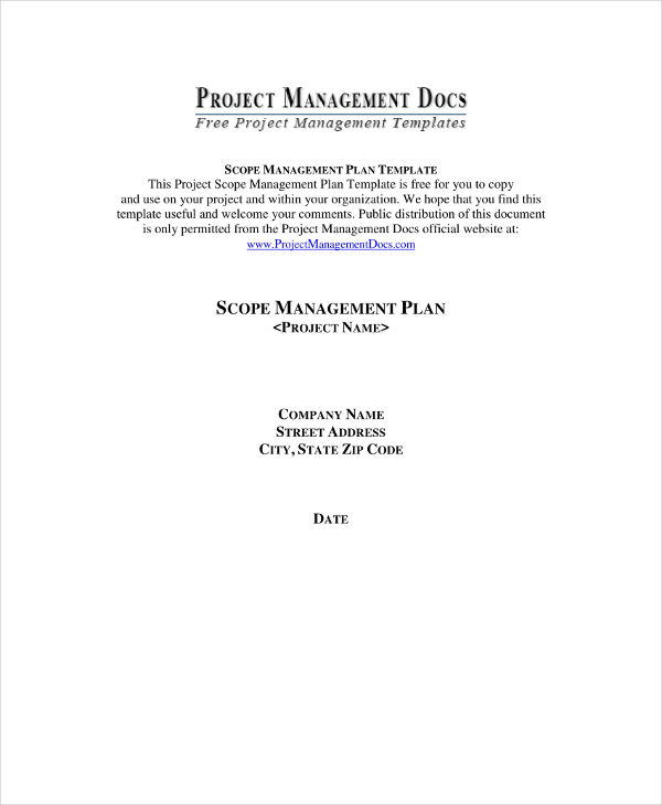 scope management plan template example