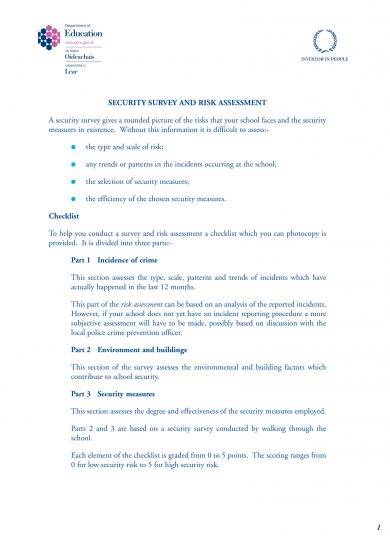 Security Survey and Risk Assessment Example