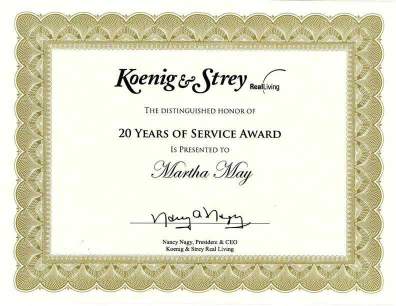 service loyalty award certificate example