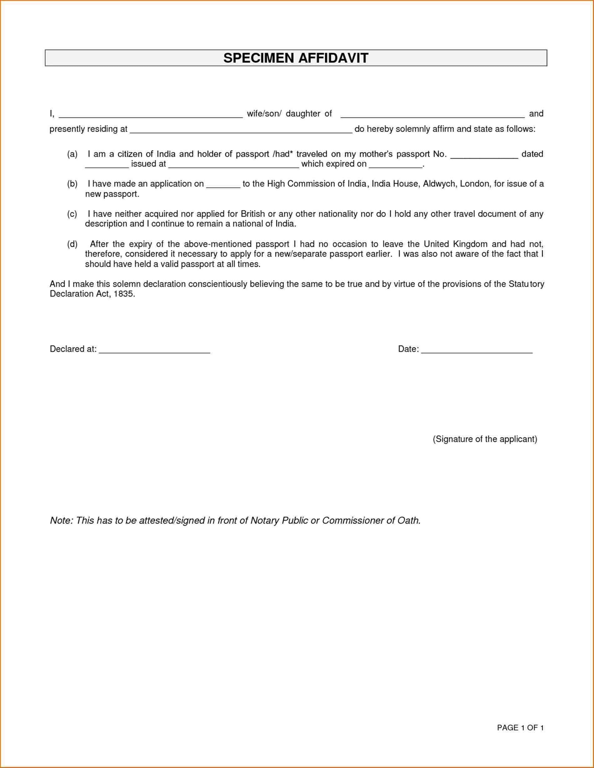 Affidavit For Birth Certificate For Green Card prntbl