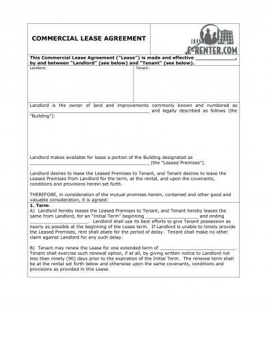 simple commercial lease agreement example1