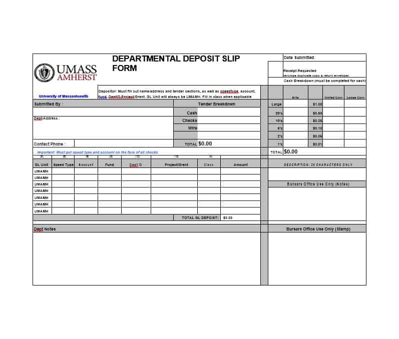 Simple Deposit Slip Example