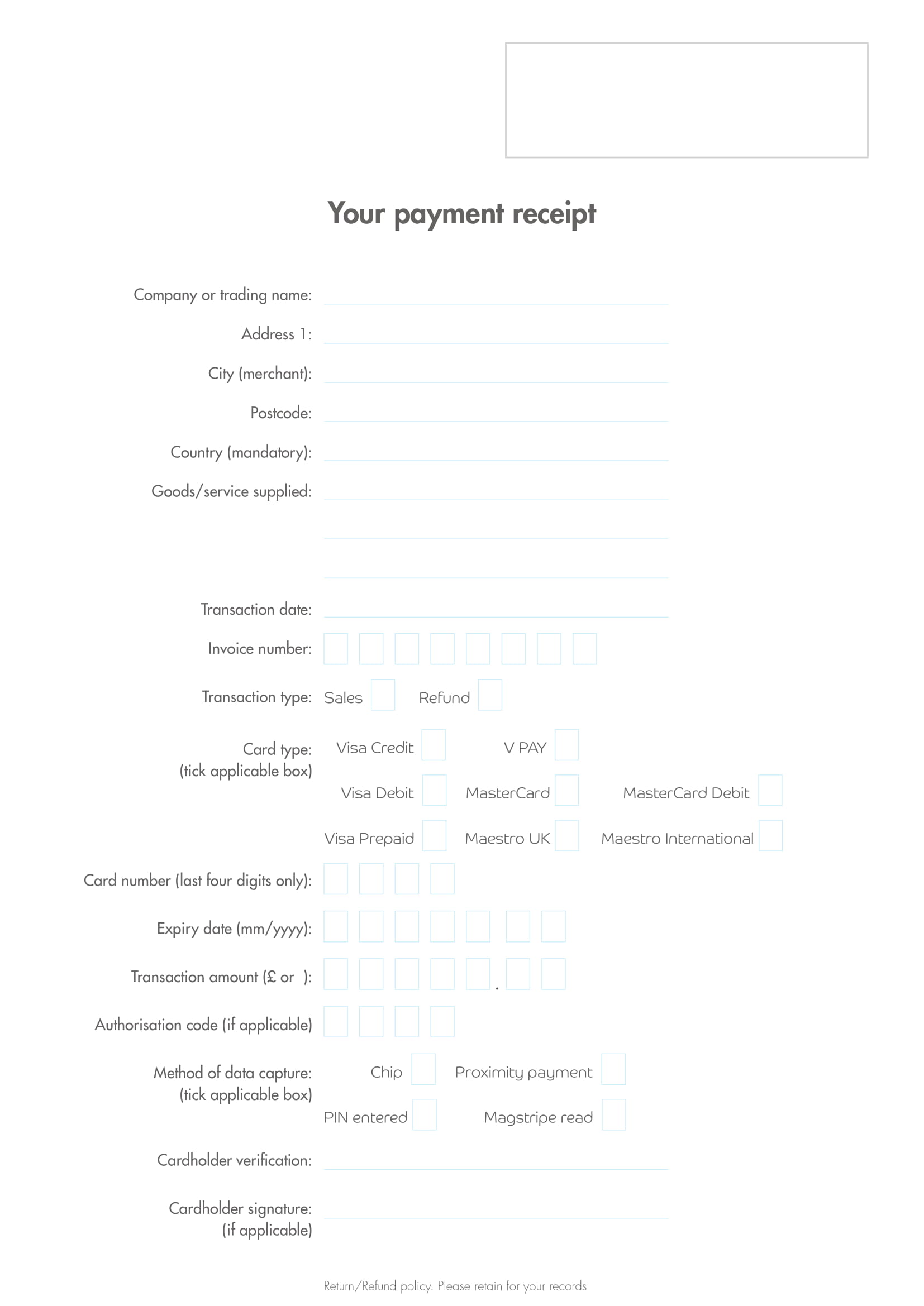 simple payment receipt example