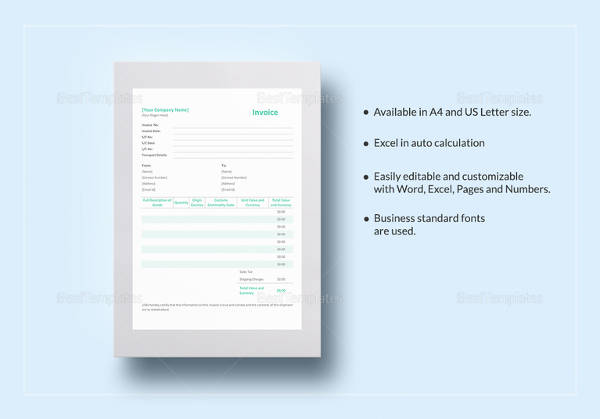 Simple Proforma Invoice Example