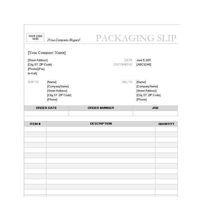 Packing Slip Template Free Word Templates