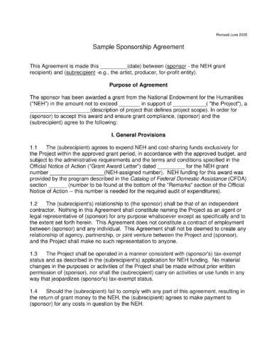 sponsorship agreement example