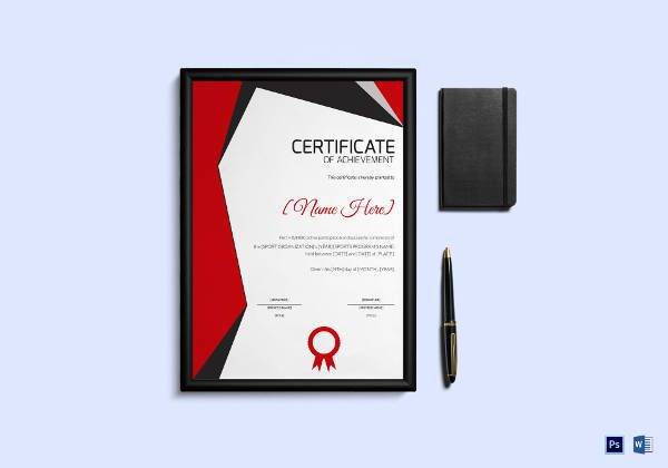 sports achievement award certificate example1