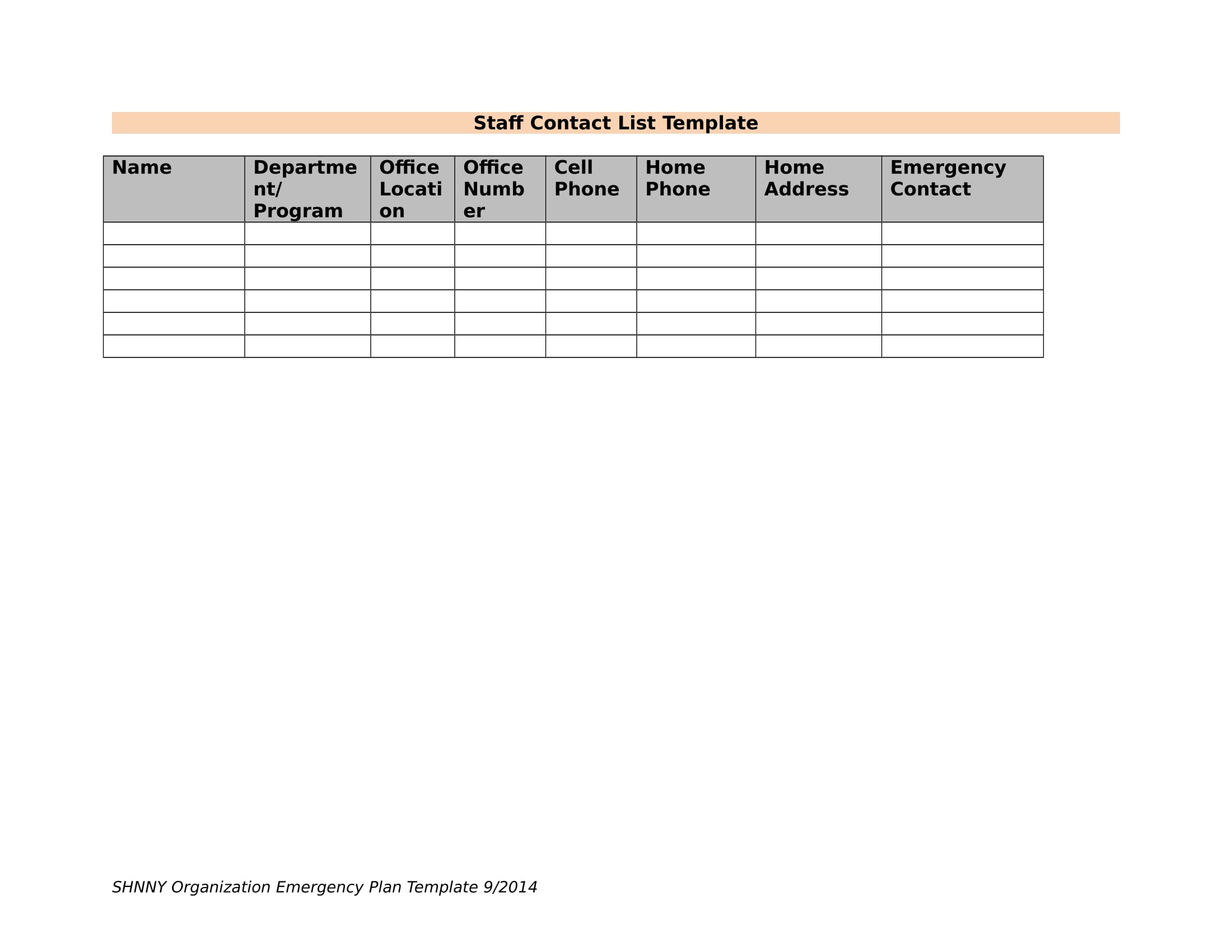 staff contact list template example