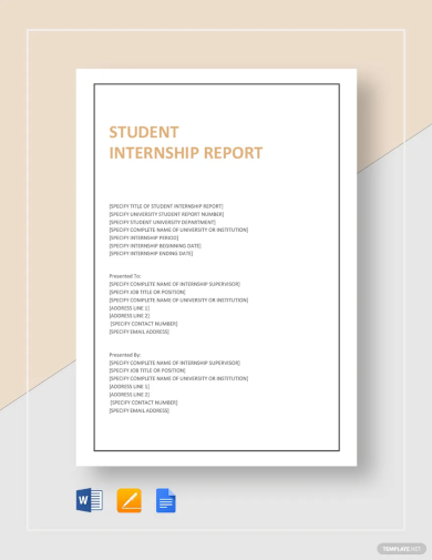 student internship report template