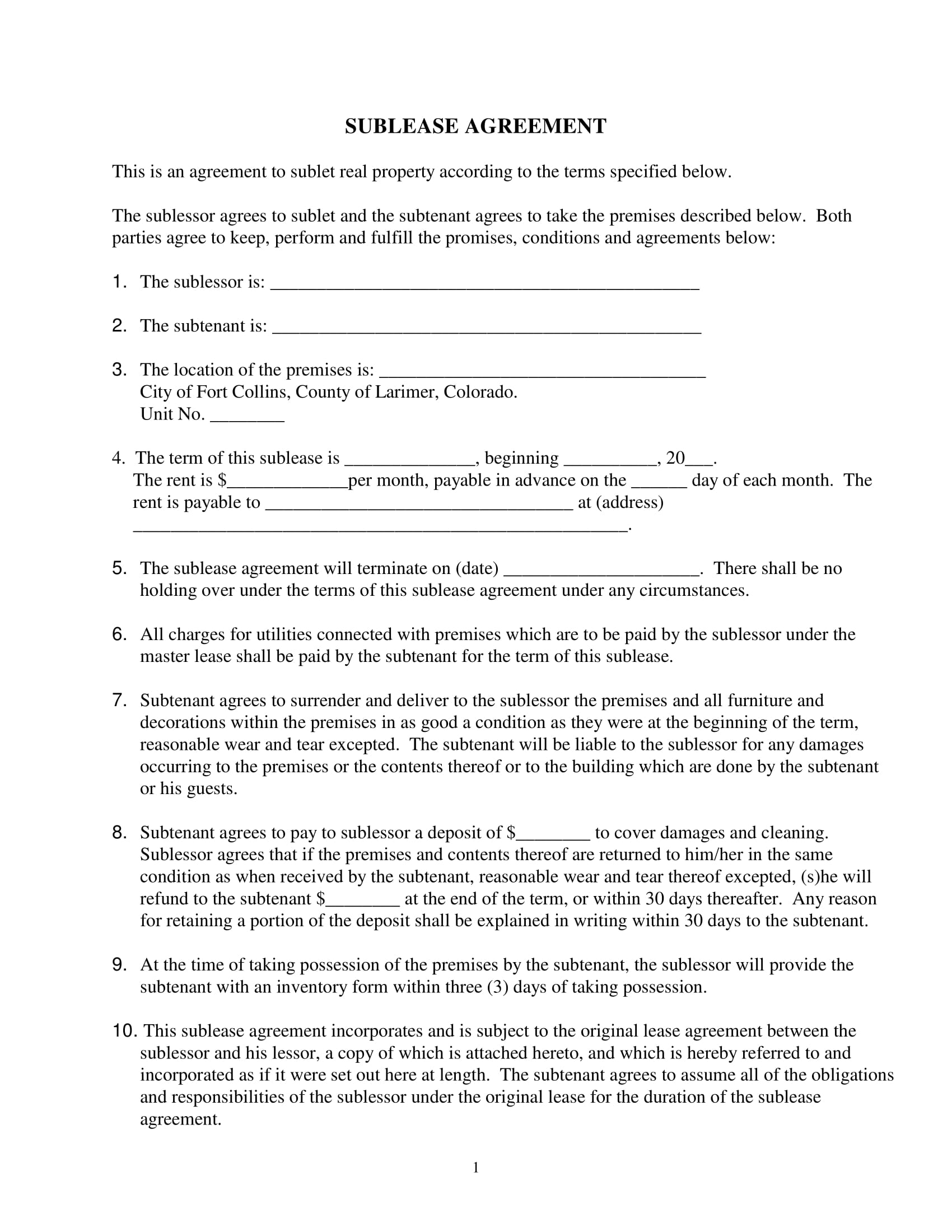 Sublease Agreement 14 Examples Format Docs Word Pages Pdf