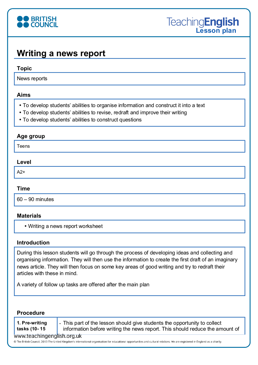 Report topics. How to write News Report.