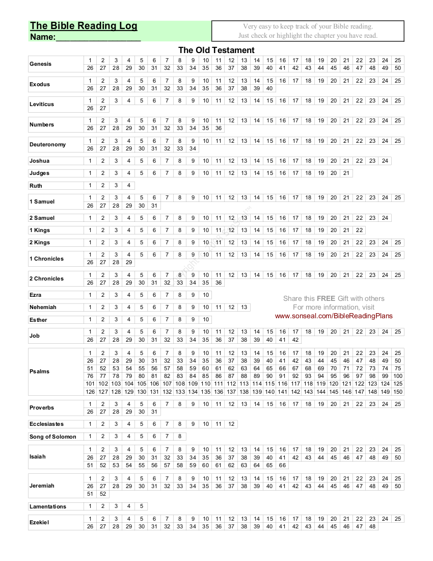 Bible Reading Log Printable